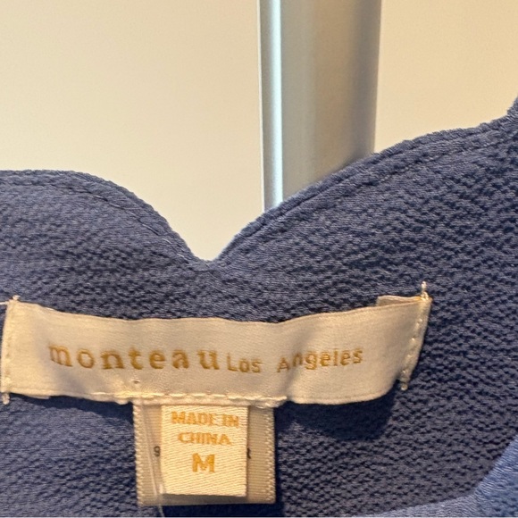 NWT Monteau Los Angeles Scallop Edge Cold Shoulder Top | Periwinkle | Size M - Picture 3 of 4